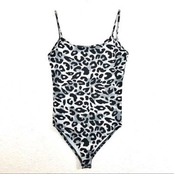 ZARA Animal Print Bodysuit Grey Leopard Cheetah - Picture 2 of 6
